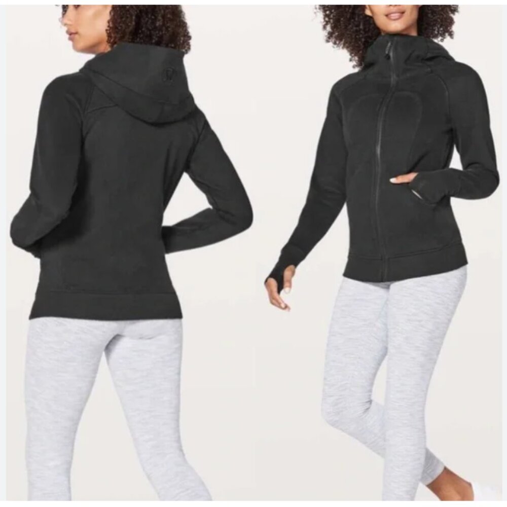 Lululemon Women's Black Zip Logo Hoodie, Hooded Sweatshirt, Size 2